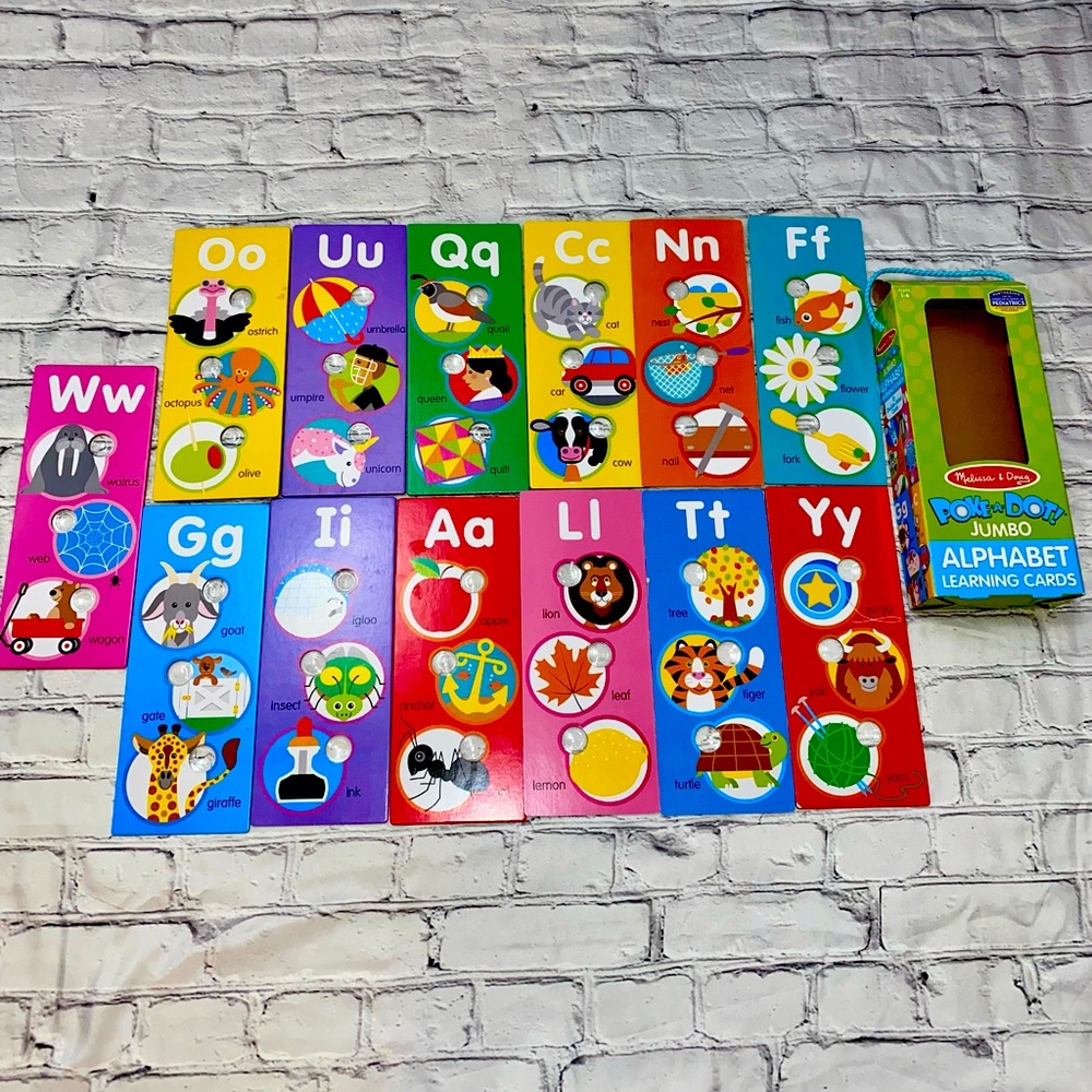 Melissa and Doug Poke a Dot Jumbo Alphabet cards 13 double sided cards EUC